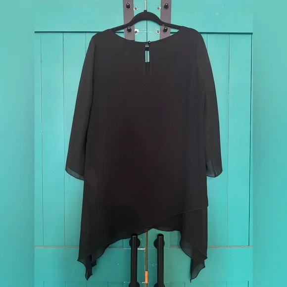 Joseph Ribkoff Black & Metallic Embroidered Blouse, Sz 10 - Picture 2 of 5